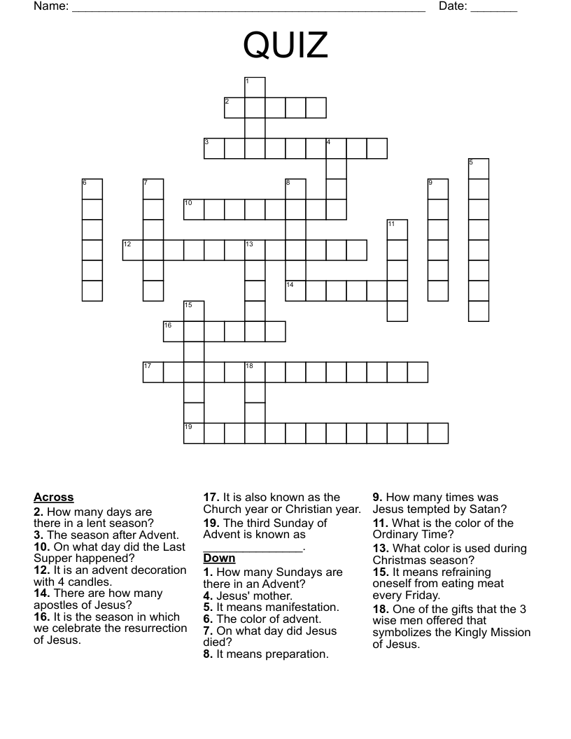  QUIZ Crossword