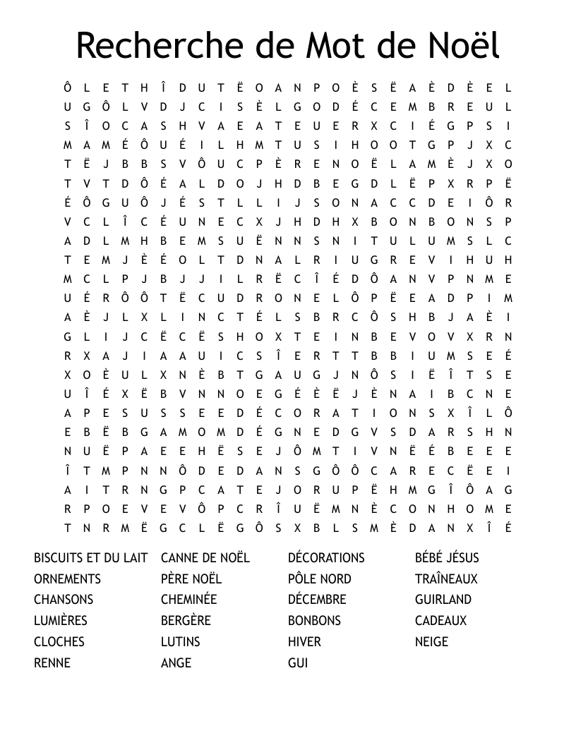  Recherche de Mot de Noёl Word Search
