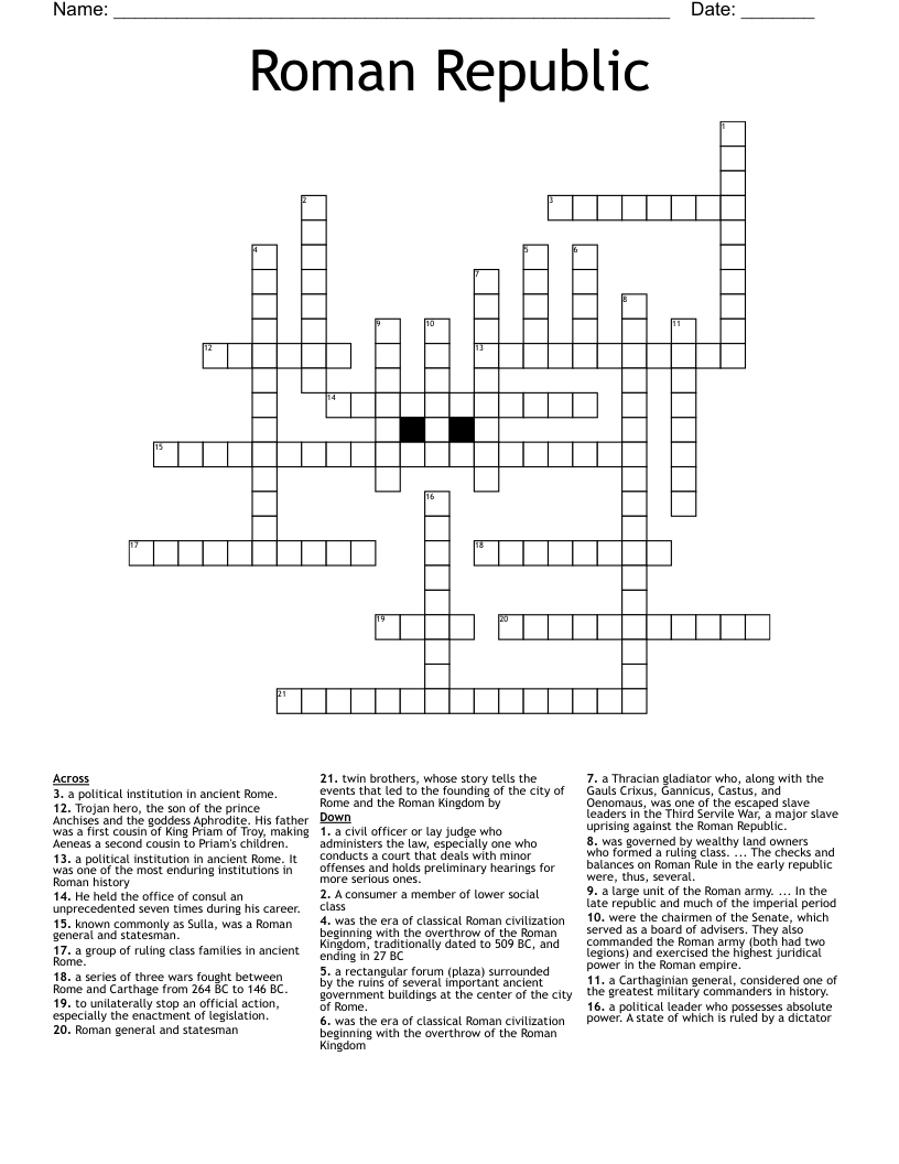  Roman Republic Crossword