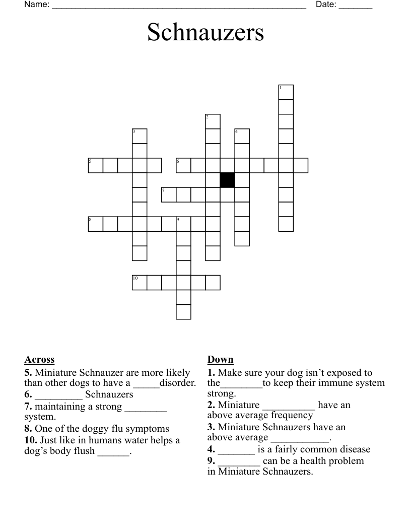  Schnauzers Crossword