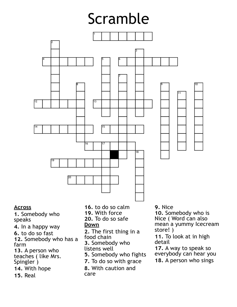  Scramble Crossword