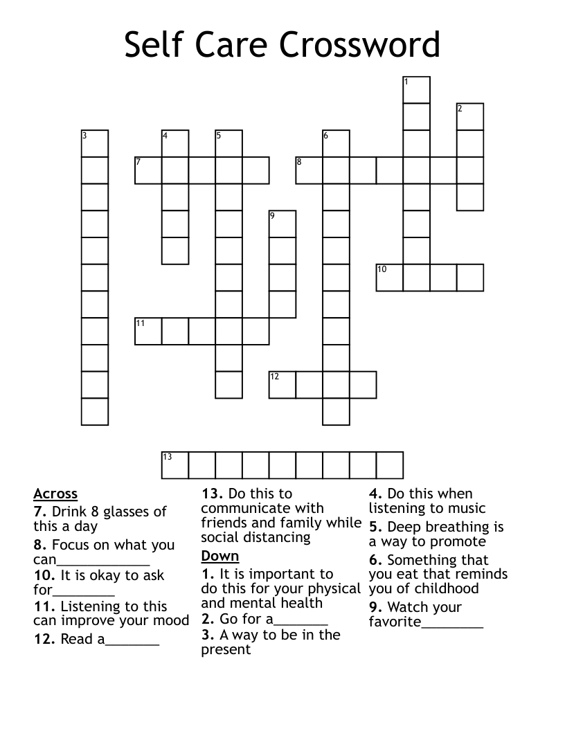  Self Care Crossword