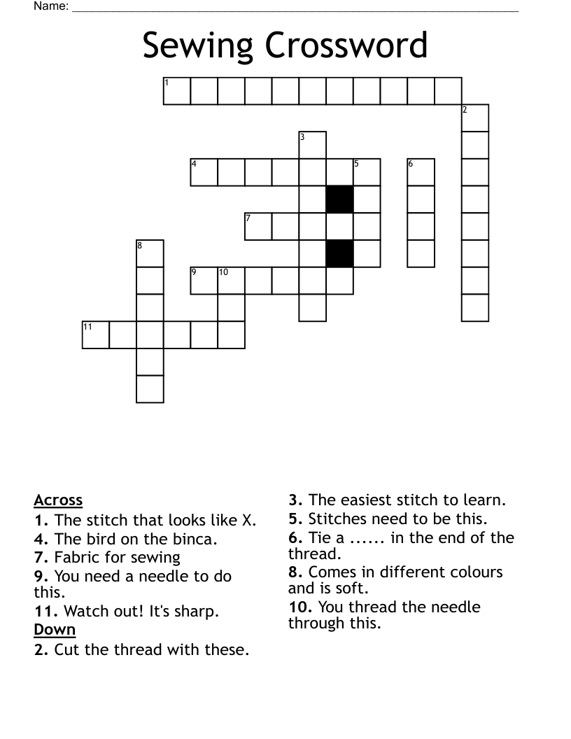  Sewing Crossword