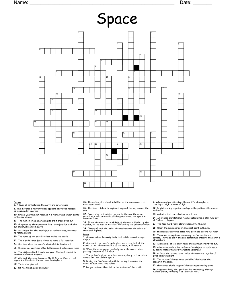  Space Crossword