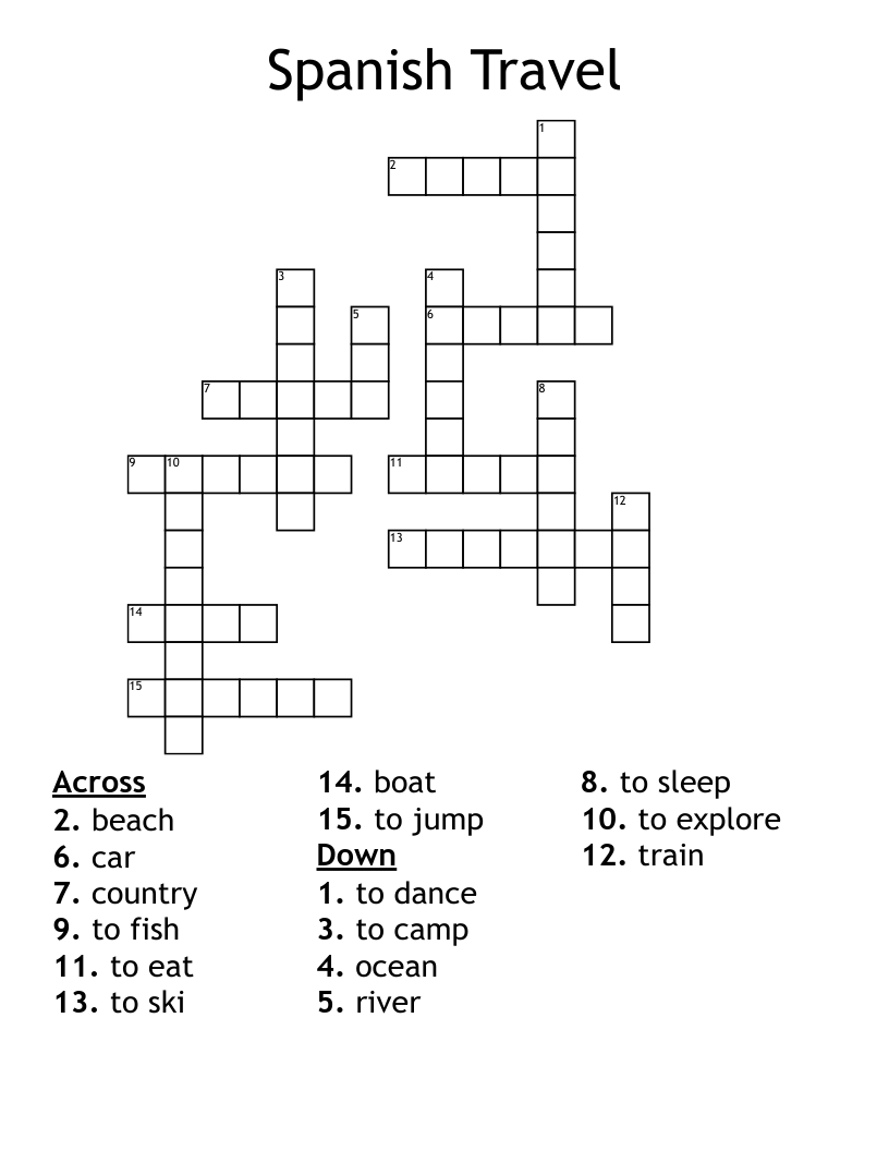 Spanish Travel  Crossword