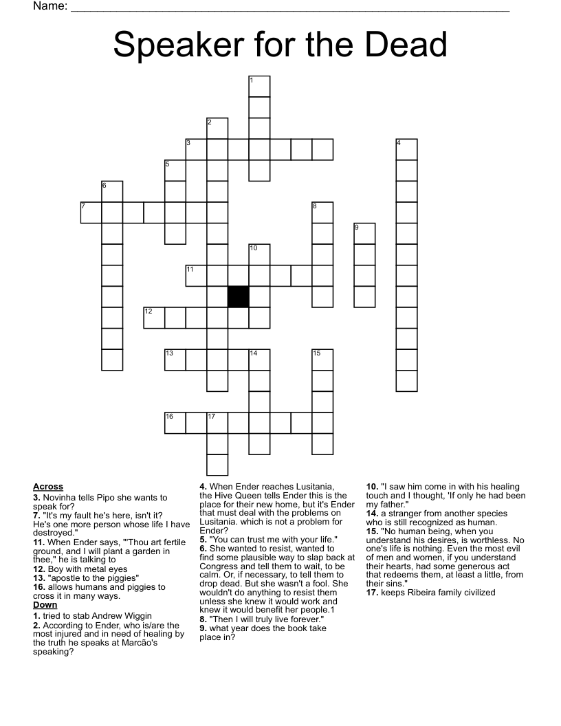  Speaker for the Dead Crossword