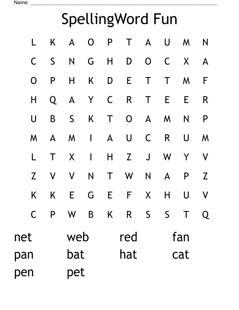  SpellingWord Fun  Word Search