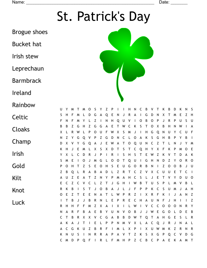  St. Patrick's Day  Word Search
