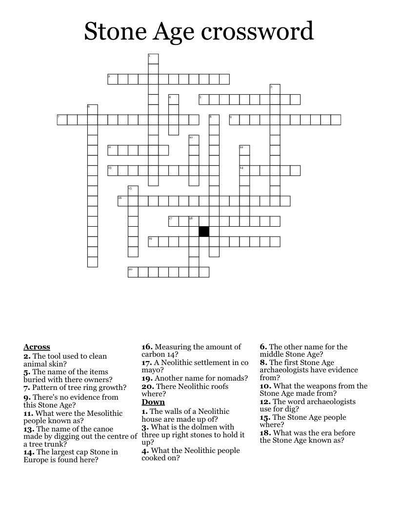  Stone Age crossword 