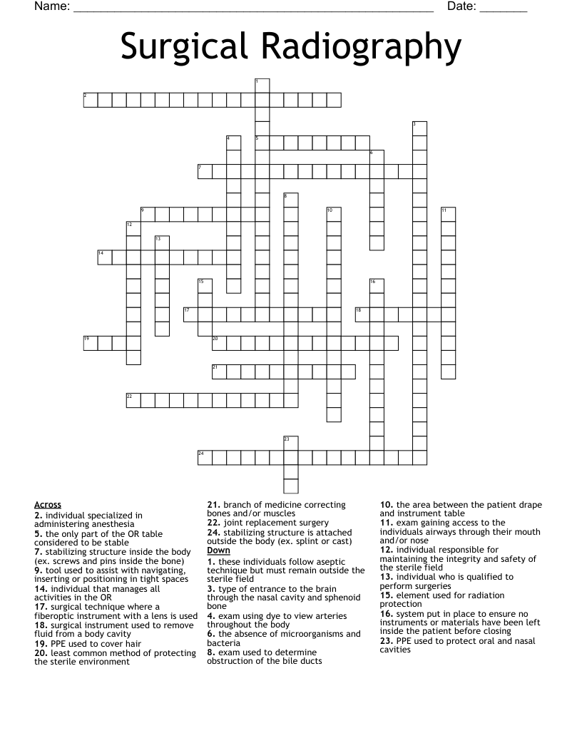  Surgical Radiography Crossword