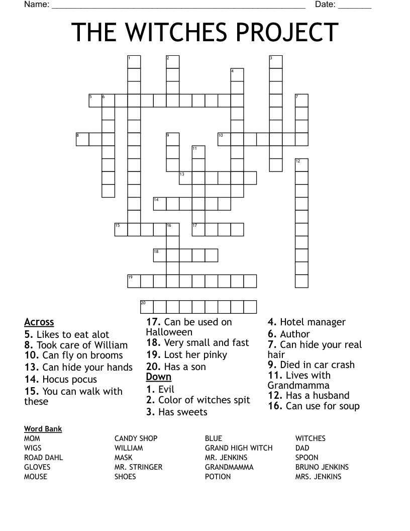  THE WITCHES PROJECT Crossword