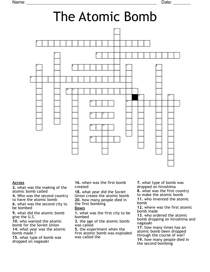  The Atomic Bomb  Crossword