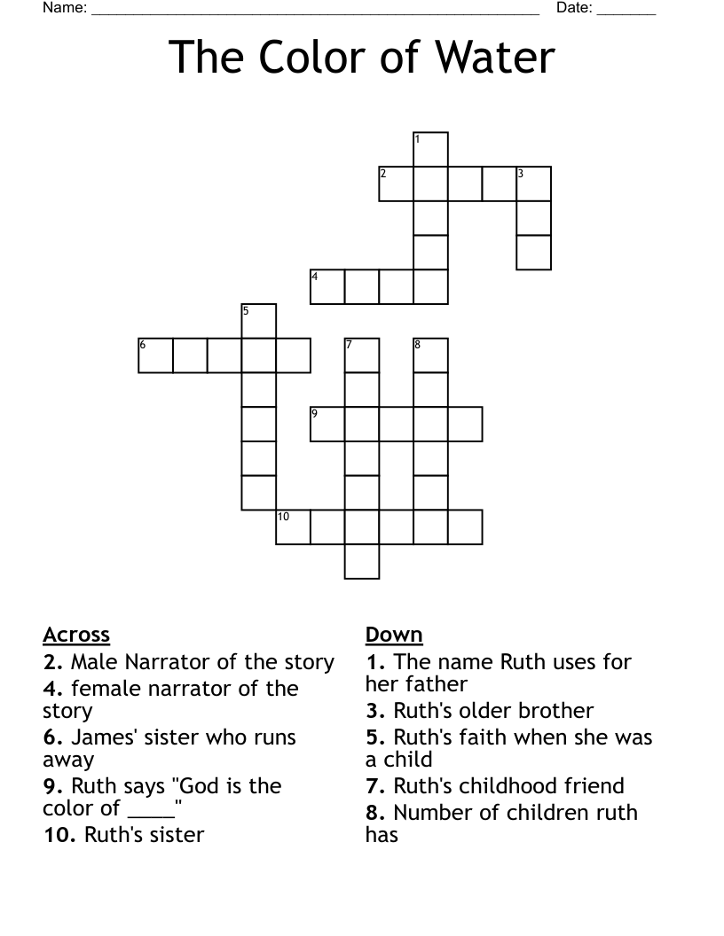  The Color of Water  Crossword