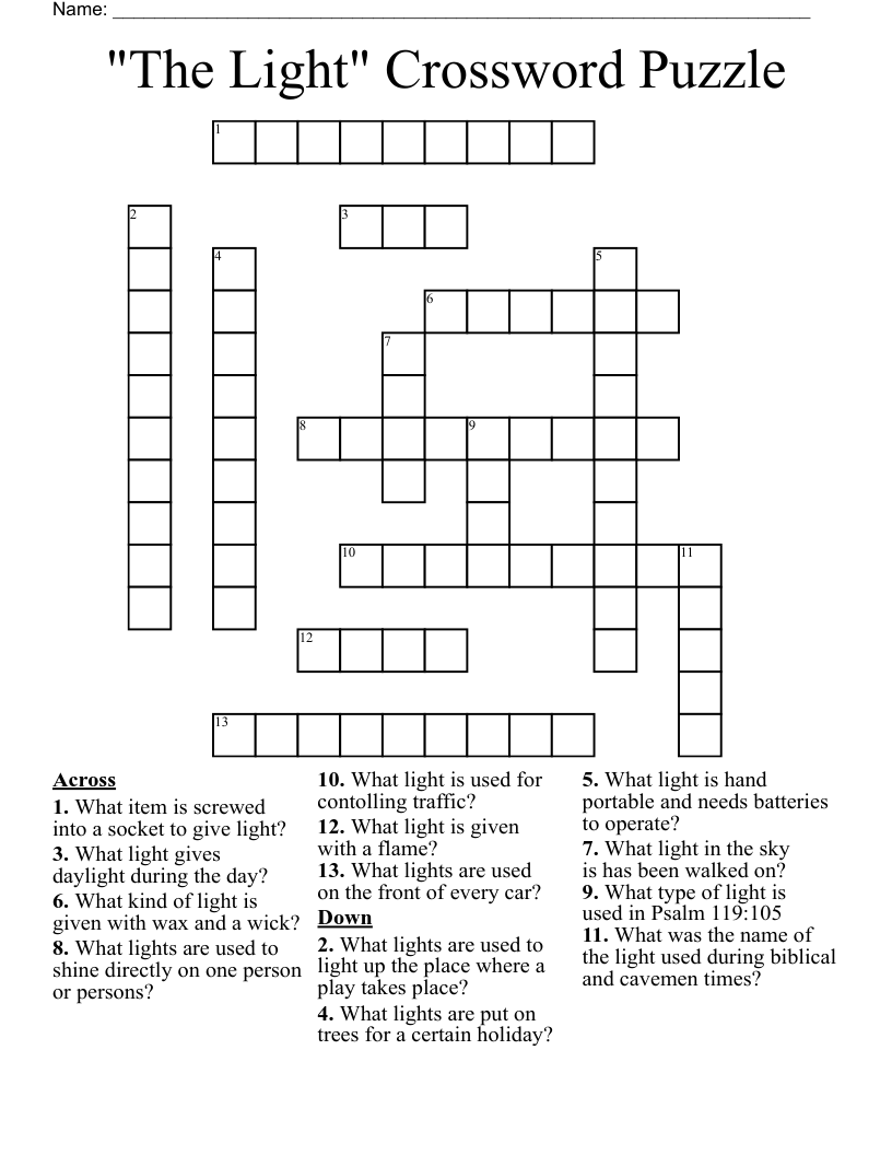  "The Light"  Crossword Puzzle