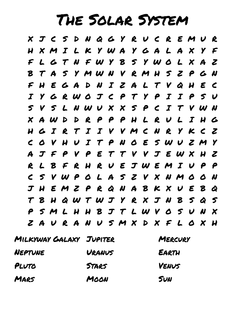  The Solar System Word Search