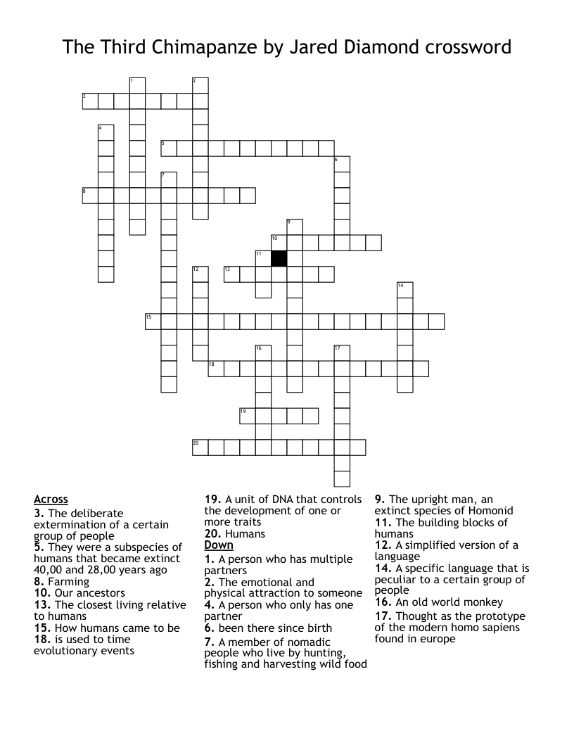  The Third Chimapanze by Jared Diamond crossword