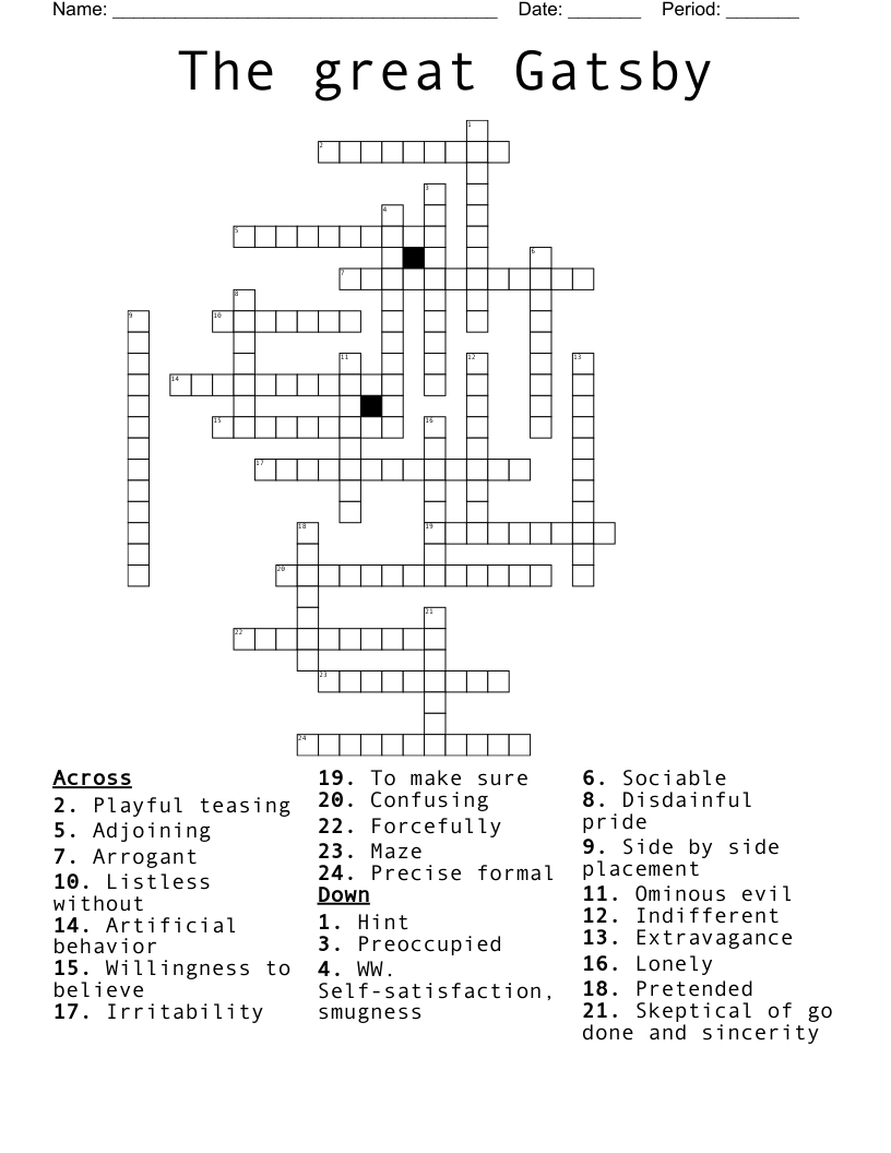  The great Gatsby  Crossword