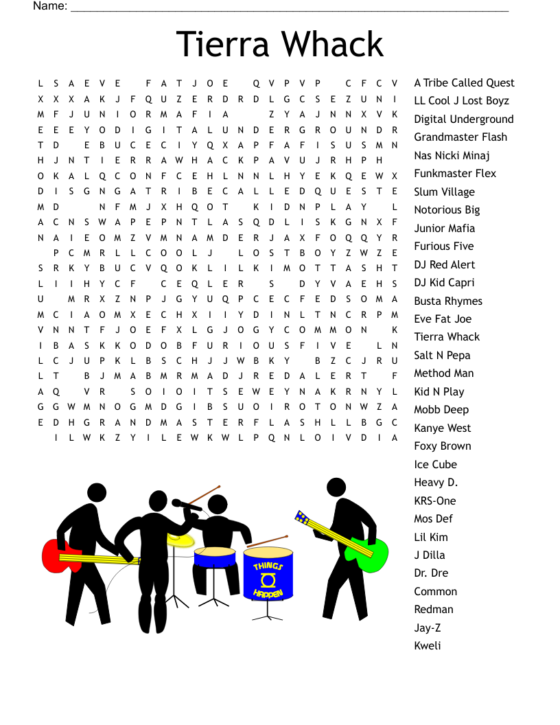  Tierra Whack Word Search