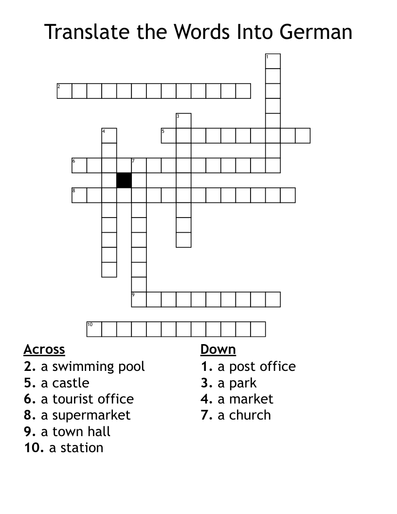  Translate the Words Into German Crossword