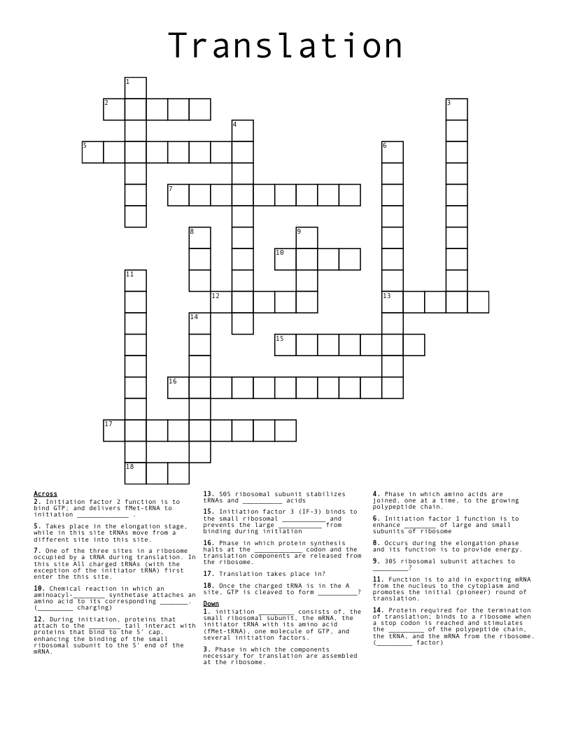  Translation  Crossword