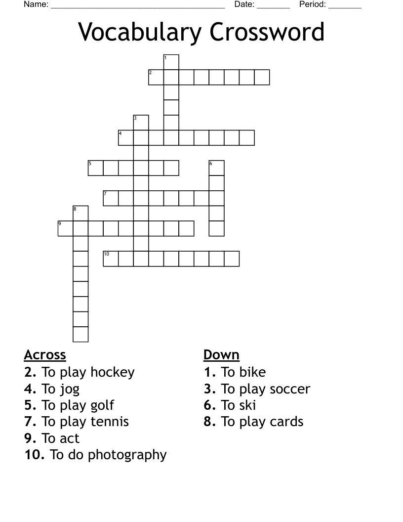  Vocabulary Crossword