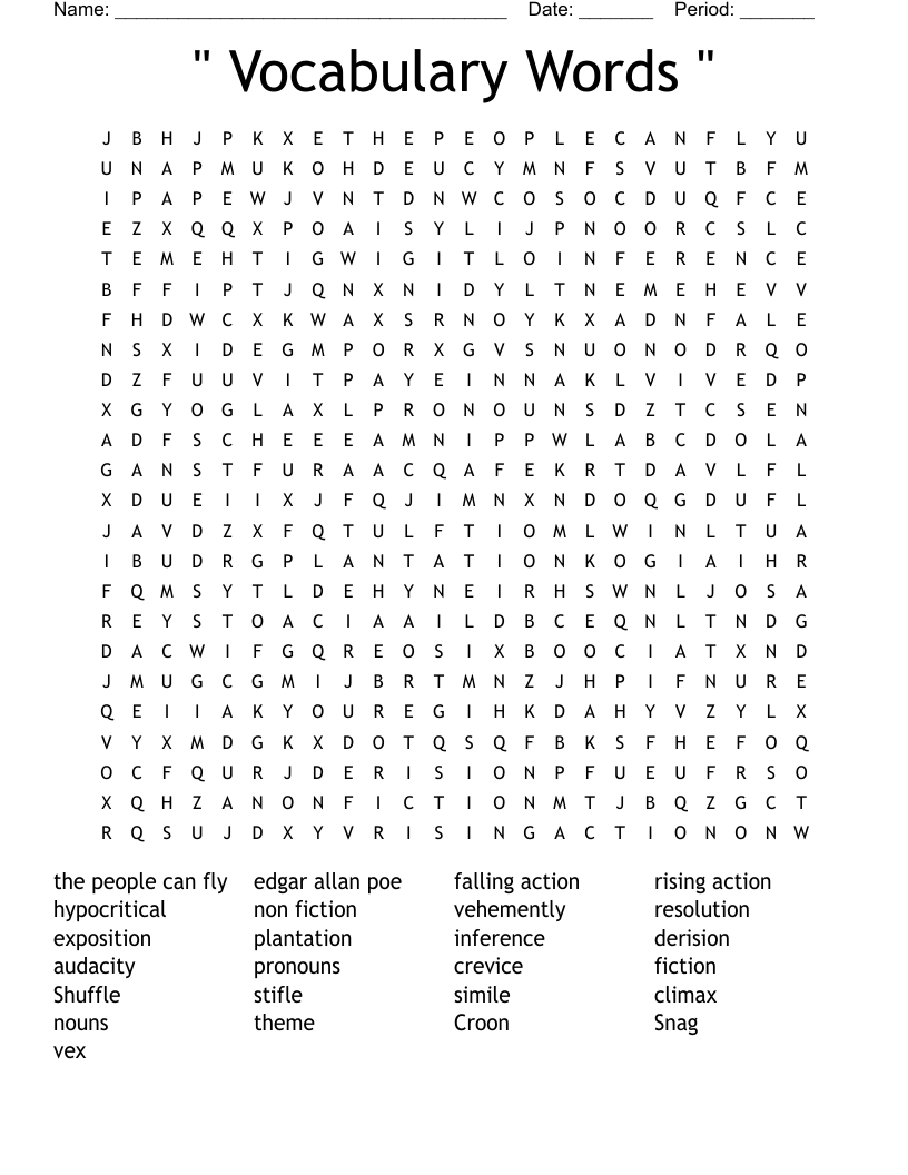 " Vocabulary Words " Word Search