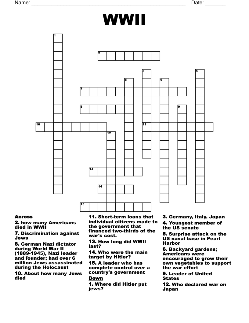  WWII Crossword