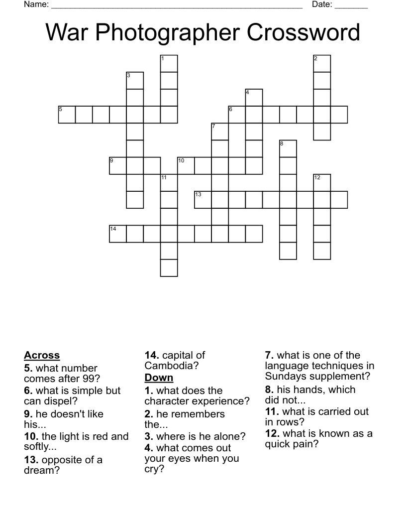  War Photographer Crossword