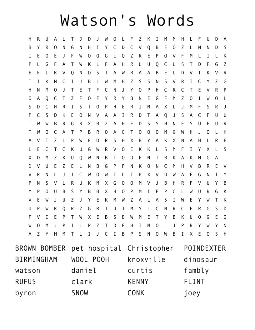  Watson's Words Word Search