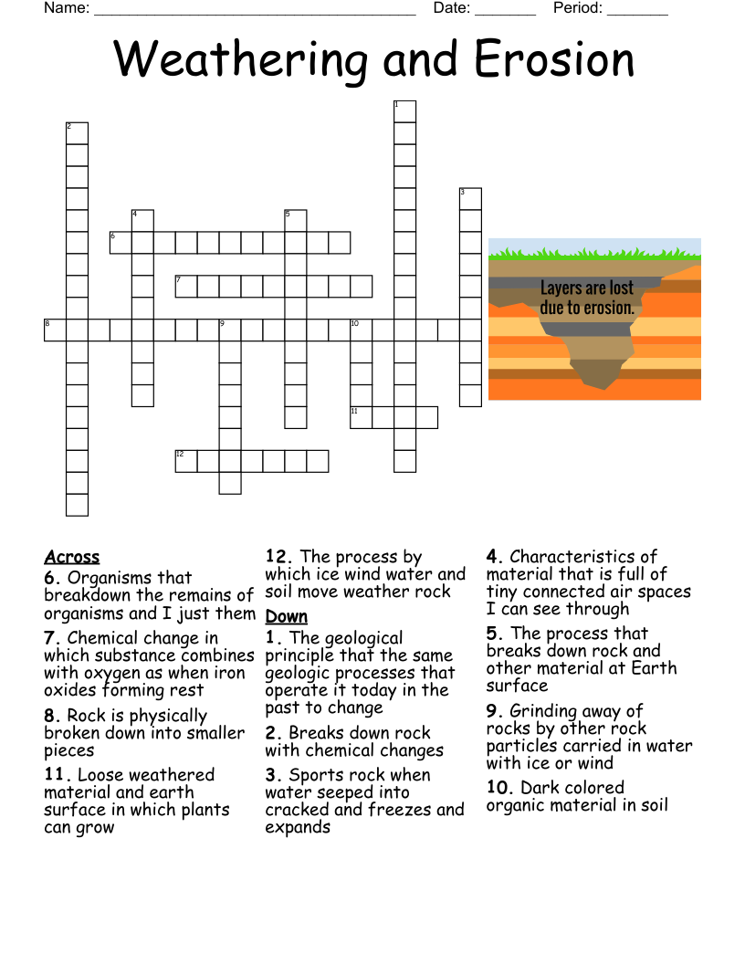  Weathering and Erosion  Crossword