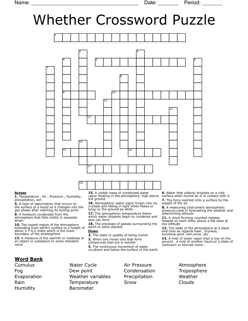  Whether Crossword Puzzle  