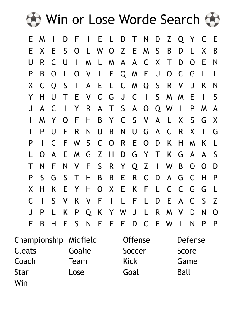 ⚽️ Win or Lose Worde Search ⚽️ Word Search