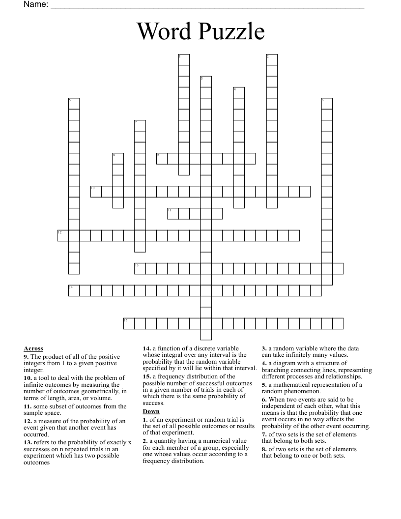  Word Puzzle Crossword