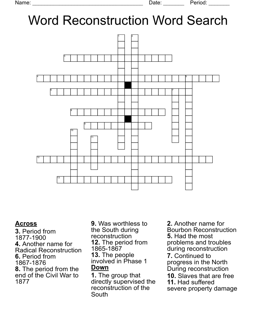  Word Reconstruction Word Search Crossword
