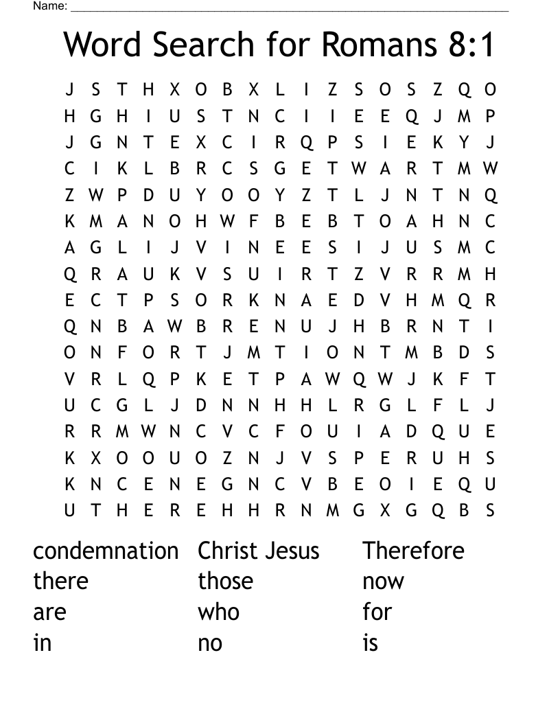  Word Search for Romans 8:1