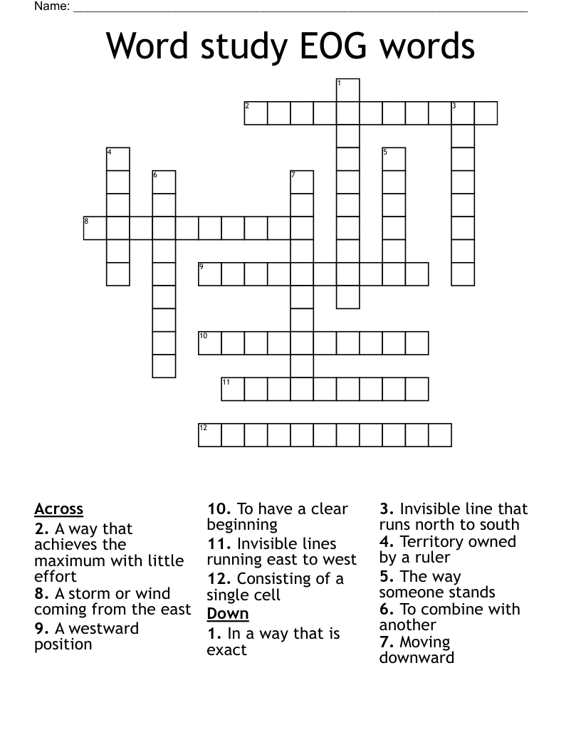  Word study EOG words  Crossword