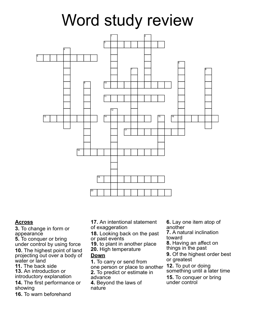  Word study review Crossword