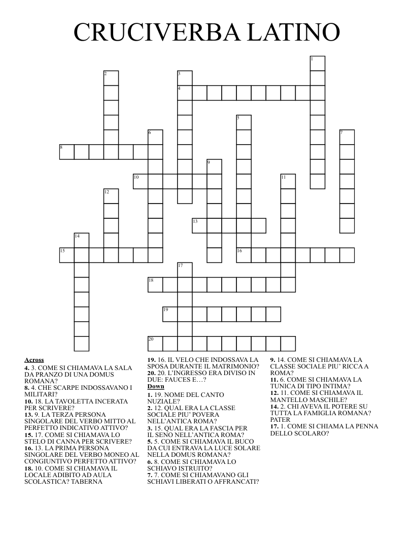   CRUCIVERBA LATINO Crossword
