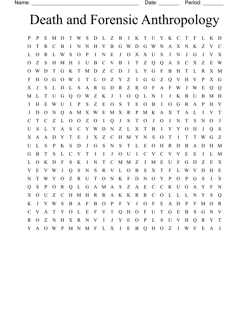   Death and Forensic Anthropology Word Search