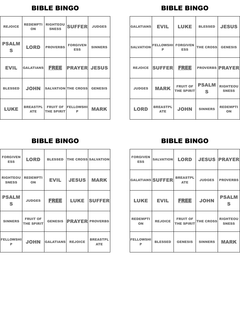       BIBLE BINGO 