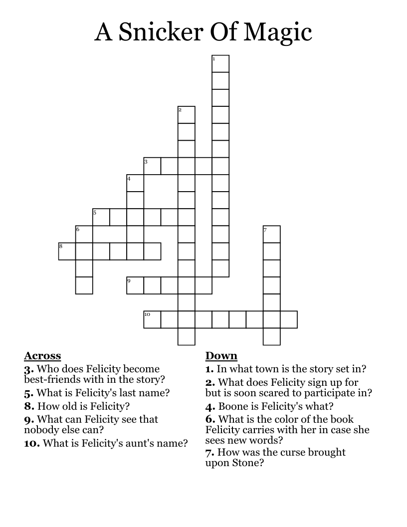         A Snicker Of Magic Crossword