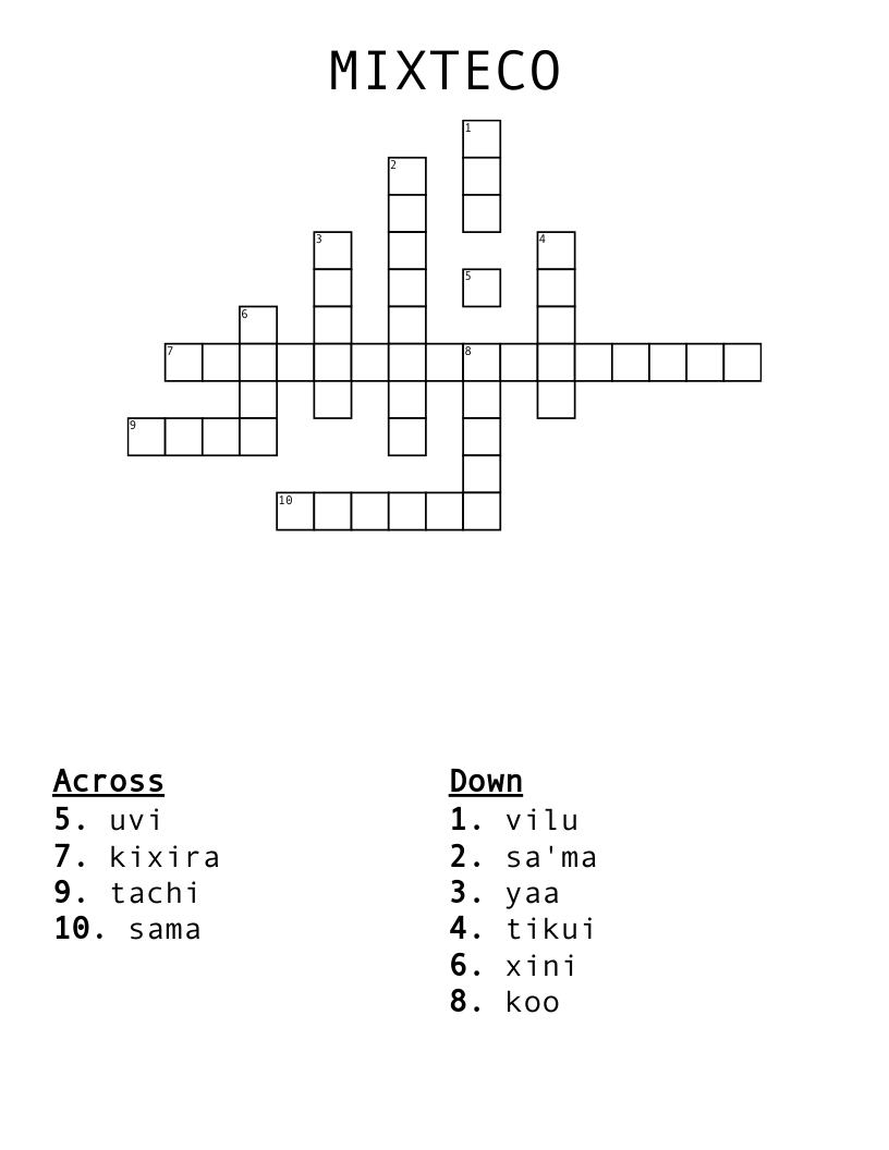            MIXTECO  Crossword