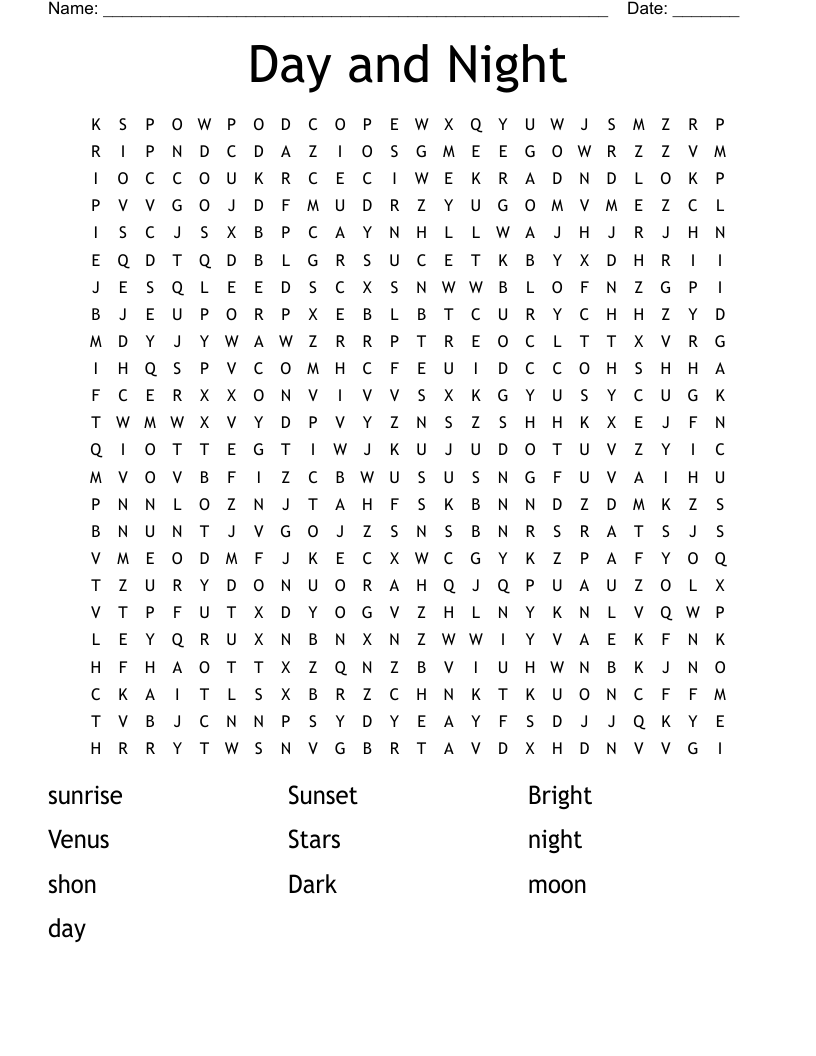             Day and Night Word Search