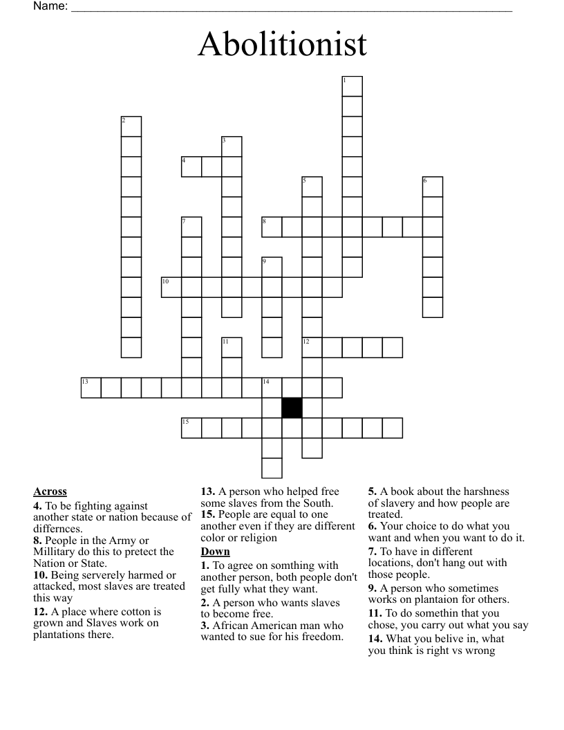              Abolitionist Crossword