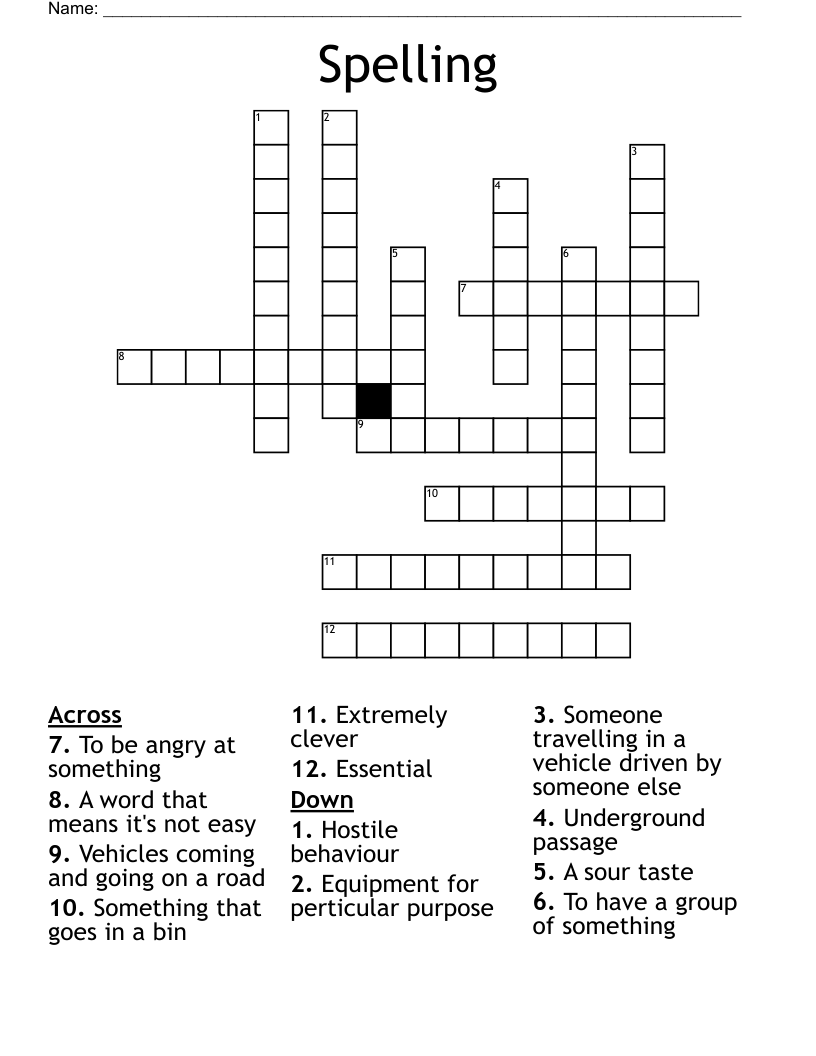                     Spelling Crossword