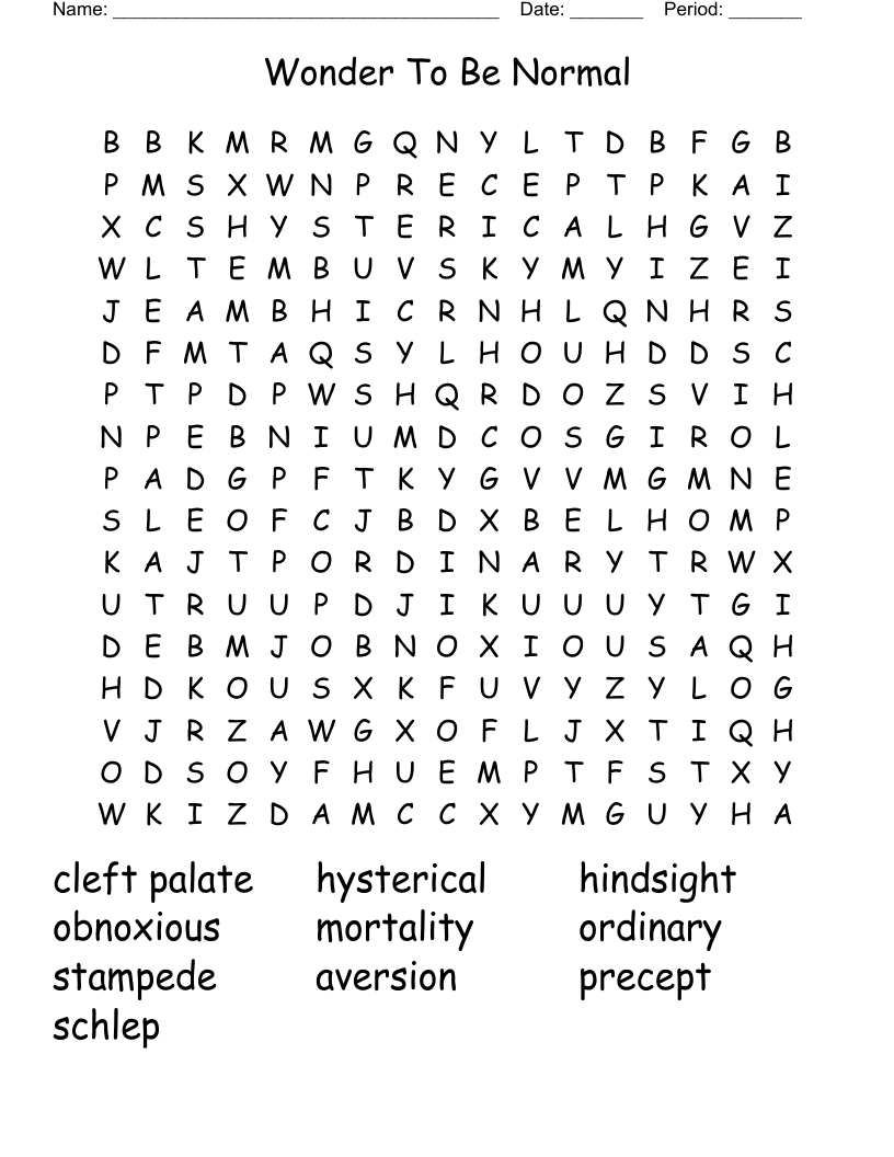                                 Wonder To Be Normal Word Search