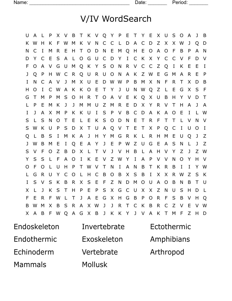                                       V/IV WordSearch