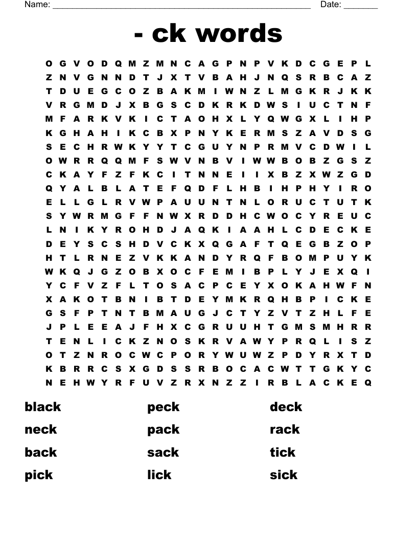 - ck words Word Search