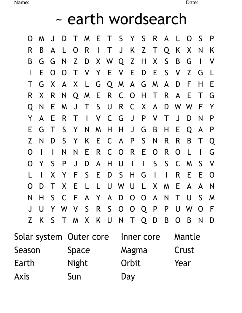 ~ earth wordsearch