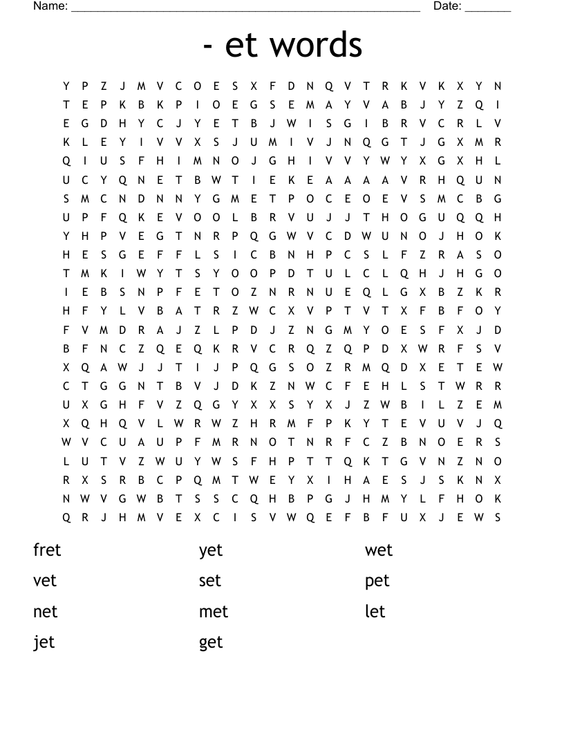 - et  words Word Search
